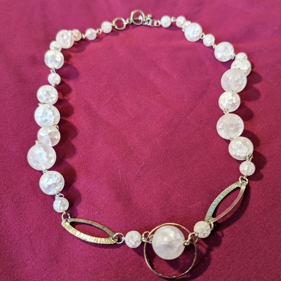 Crackle Quartz Necklace White Crystals Natural Protection Silver Handmade Art - Picture 8 of 9